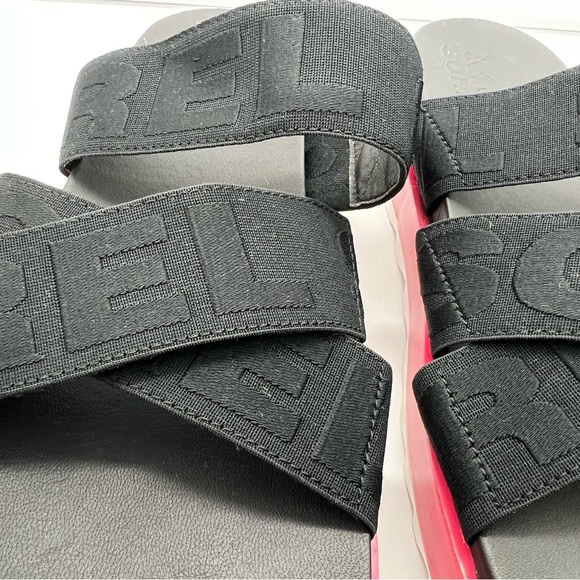 SOREL Roam Black Pink White Sport Slide Flatform Sandals sz 9 - Picture 8 of 11